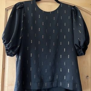 Madewell Metallic Jacquard Puff Sleeve blouse, size small.